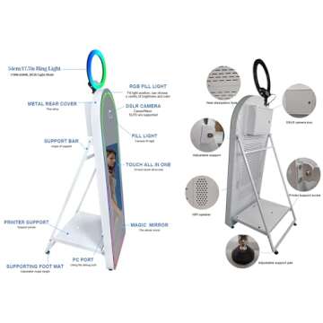 ROOMEDAL Magic Mirror Photo Booth for Camera, with 32in Touch All-in-one, Selfie Camera Photo Booth Selfie Station, Flight Case,for Parties,Wedding,Exhibition