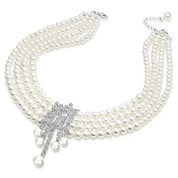 Elegant BABEYOND 1920s Gatsby Pearl Necklace Set