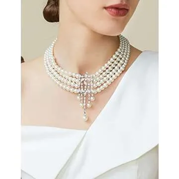 Elegant BABEYOND 1920s Gatsby Pearl Necklace Set