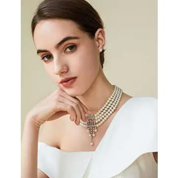 Elegant BABEYOND 1920s Gatsby Pearl Necklace Set