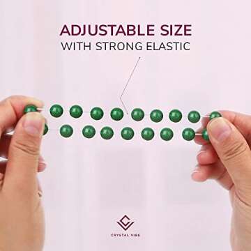 Crystal Vibe Green Jade Bracelet - Healing Crystal Wealth Bracelet - Jade Bracelet for Women Men - Bring Good Luck Prosperity and Emotional Balance - Adjustable Size