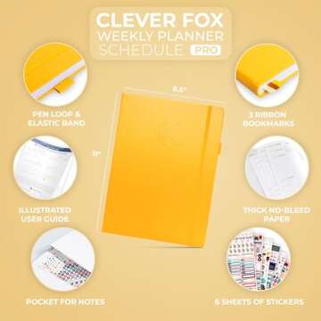 Clever Fox Planner PRO Schedule – Undated Weekly & Monthly Life Planner with Time Slots, Appointme...