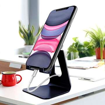 Adjustable Cell Phone Stand, CreaDream Phone Stand, Cradle, Dock, Holder, Aluminum Desktop Stand Com...
