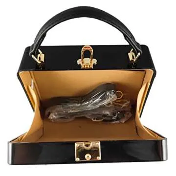 Boutique De FGG Novelty Acrylic Shoulder Bag for Women, Designer Box Clutch Tote Purse & Crossbody Handbag Evening Bag,Small,Black Boombox Radio