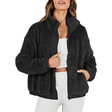 ANRABESS Women's Cozy Fleece Jacket - Soft Sherpa Winter Coat with Pockets