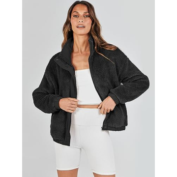ANRABESS Women's Soft Sherpa Fleece Jacket Winter Coat