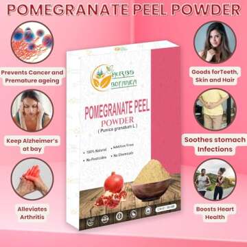 Herbs Botanica Pomegranate Peel Powder 100% Pure & Natural Pomegranate Powder for Herbal Tea, Skincare & DIY Beauty Finely Ground, Additive-Free, Resealable Pack 5.3 oz