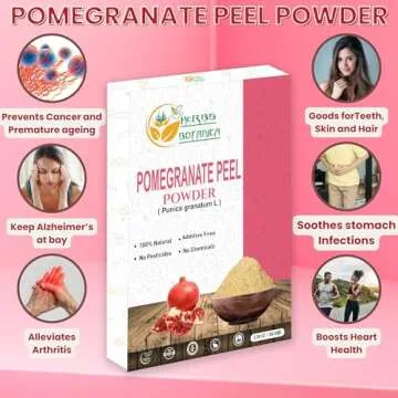 Herbs Botanica Pomegranate Peel Powder 100% Pure & Natural Pomegranate Powder for Herbal Tea, Skincare & DIY Beauty Finely Ground, Additive-Free, Resealable Pack 5.3 oz