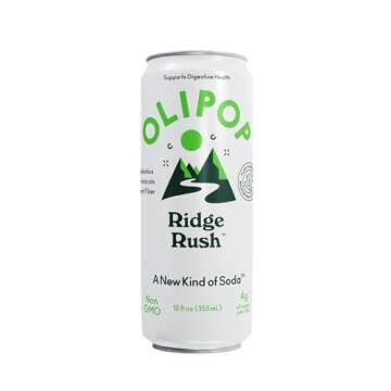 OLIPOP Sparkling Prebiotic Soda, Ridge Rush - 12 Pack with Fiber & Botanicals