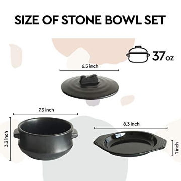 Korean Stone Bowl Set with Lid & Platter