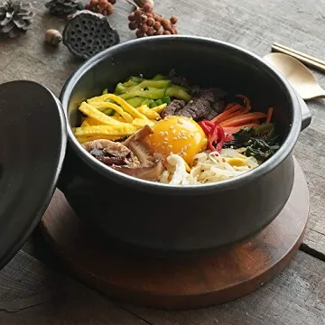 Korean Stone Bowl Set with Lid & Platter