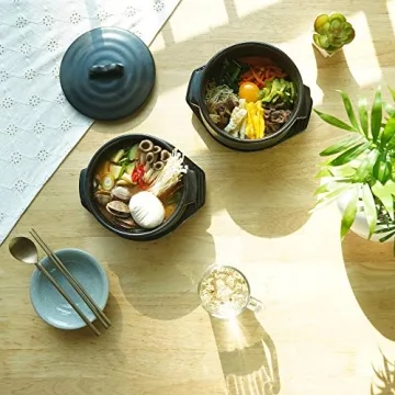 Korean Stone Bowl Set with Lid & Platter