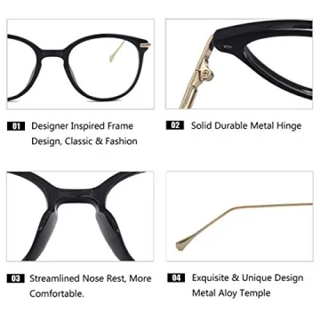 Stylish COASION Vintage Round Non-Prescription Glasses