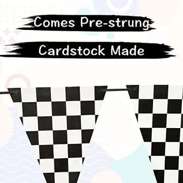 VILIFEVER 2 Pieces Black and White Checkered Flags Banner, Double Sided Checkered Pennant Banner for Racing Party Decorations Race Car Baby Shower Birthday Party Supplies
