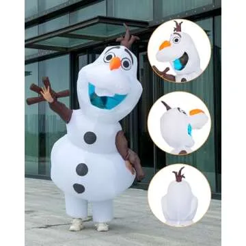 Longteng Olaf Costume Adult Inflatable Costume Men Fancy Dress Halloween Blow Up Suit Cosplay Party