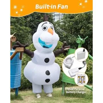 Longteng Olaf Costume Adult Inflatable Costume Men Fancy Dress Halloween Blow Up Suit Cosplay Party