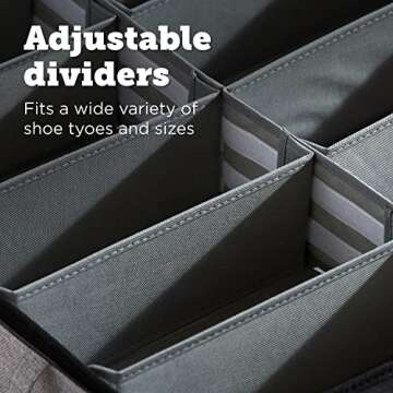 storageLAB Slim Under Bed Storage Containers, Closet Organizers and Storage Bins, 1 or 2 Pack Underbed Storage for Shoes, Adjustable Dividers, Under the Bed, Bed Accessories, Shoe Storage (Pack of 1)