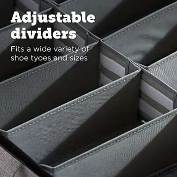 storageLAB Slim Under Bed Storage Containers, Closet Organizers and Storage Bins, 1 or 2 Pack Underbed Storage for Shoes, Adjustable Dividers, Under the Bed, Bed Accessories, Shoe Storage (Pack of 1)