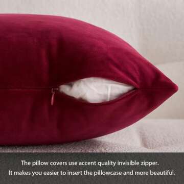 MIULEE Velvet Soft Decorative Pillow Covers Set - 20x20 Wine Red