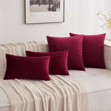 MIULEE Velvet Soft Decorative Pillow Covers Set - 20x20 Wine Red