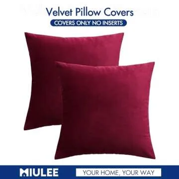 MIULEE Velvet Soft Decorative Pillow Covers Set - 20x20 Wine Red