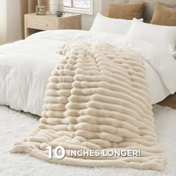 Bedsure Faux Fur Blanket - Soft & Fluffy, Fuzzy, Cozy, Plush Throw Blanket for Couch, Sofa and Bed, Thick and Warm, Christmas Decor Gifts for Women, Beige, 50x70 inches