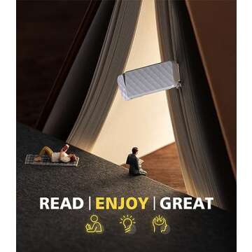 OPAUL USB Rechargeable Book Light, Clip-on LED Bookmark Reading Light in Bed, 3 Amber Colors & 5 Bri...
