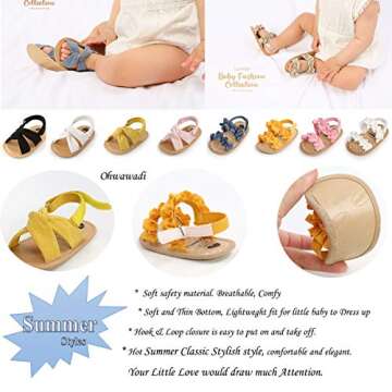 Ohwawadi Baby Girl Sandals Soft Summer Baby Girls Wedding Dress Flats Shoes Infant Newborn Crib Shoes First Walkers Prewalkers