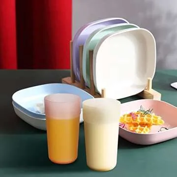 Reusable Plastic Water Tumblers, 18oz Colorful Water Cups, Set of 8 Cute Drinking Glasses, BPA-Free, Dishwasher/Microwave Safe, Unbreakable Cups for Juice, Party, Kitchen and Camping (4 Colors)