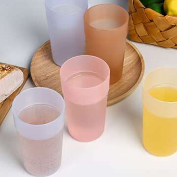 Reusable Plastic Water Tumblers, 18oz Colorful Water Cups, Set of 8 Cute Drinking Glasses, BPA-Free, Dishwasher/Microwave Safe, Unbreakable Cups for Juice, Party, Kitchen and Camping (4 Colors)