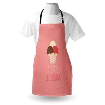 Lunarable Ice Cream Apron for Cooking and Gardening