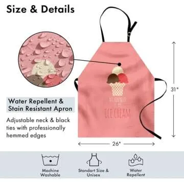 Lunarable Ice Cream Apron for Cooking and Gardening