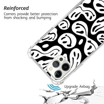 Fisgerod Black and White Smile Face iPhone Case for iphone 11 Pro, Trippy Aesthetic Melting Case for Girls Boys Women Men, Unique Trendy TPU Bumper Cover Case for iphone 11 Pro