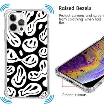 Fisgerod Black and White Smile Face iPhone Case for iphone 11 Pro, Trippy Aesthetic Melting Case for Girls Boys Women Men, Unique Trendy TPU Bumper Cover Case for iphone 11 Pro