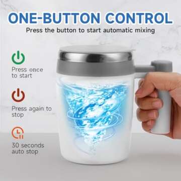 Automatic Stirring Cup,Rechargeable Auto Magnetic Stirring Coffee Cup,WHite Stainless Steel Waterpro...