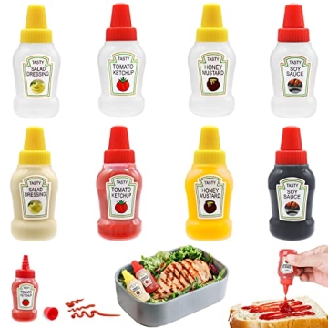 Niurewan Mini Ketchup Bottles - 8 Pcs Portable Condiment Containers