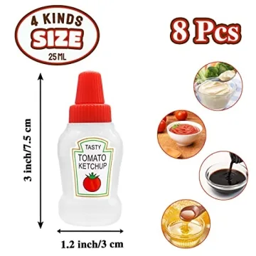 Niurewan Mini Ketchup Bottles - 8 Pcs Portable Condiment Containers
