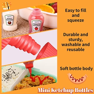 Niurewan Mini Ketchup Bottles - 8 Pcs Portable Condiment Containers