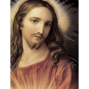 Sacred Heart of Jesus Christ II Gold Foil - Religious Art Print 12"X16"