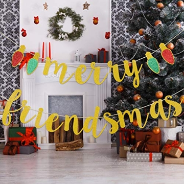 Gold Merry Friendsmas Banner for Festive Celebrations