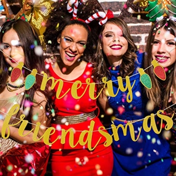Gold Merry Friendsmas Banner for Festive Celebrations