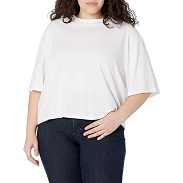 The Drop Women's Sydney Cropped Crew Neck Tee in White