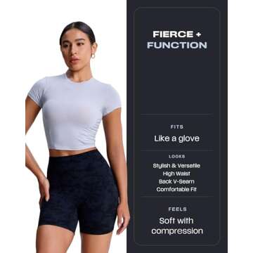 Aoxjox Metamorph Workout Biker Shorts for Women Tummy Control High Waisted Athletic Gym Running Deep...