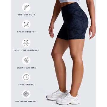 Aoxjox Metamorph Workout Biker Shorts for Women Tummy Control High Waisted Athletic Gym Running Deep V Yoga Short 6" (Cloud Black, Medium)