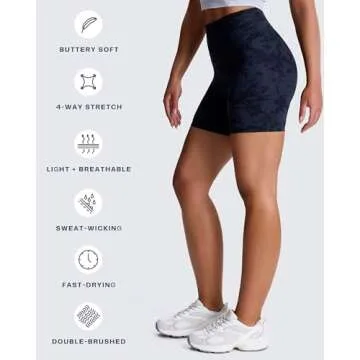 Aoxjox Metamorph Workout Biker Shorts for Women Tummy Control High Waisted Athletic Gym Running Deep V Yoga Short 6" (Cloud Black, Medium)