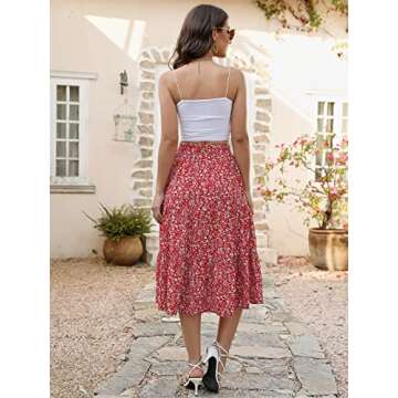 Lyrur Floral Skirt with Pockets - Women's Summer Midi Skirt