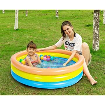2 Pack 45'' Multicolor Inflatable Kiddie Pool Set, Large Baby Swimming Pools, Backyard Pool Inflatable Summer Water Pool for Kids Indoor&Outdoor (3 Color Rings)