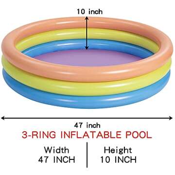 2 Pack 45'' Multicolor Inflatable Kiddie Pool Set, Large Baby Swimming Pools, Backyard Pool Inflatable Summer Water Pool for Kids Indoor&Outdoor (3 Color Rings)