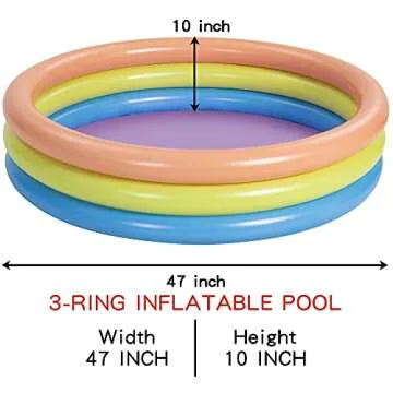 2 Pack 45'' Multicolor Inflatable Kiddie Pool Set, Large Baby Swimming Pools, Backyard Pool Inflatable Summer Water Pool for Kids Indoor&Outdoor (3 Color Rings)