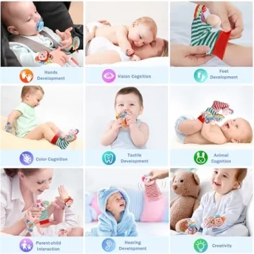 SSK Soft Baby Rattles and Foot Finder Socks for Infants